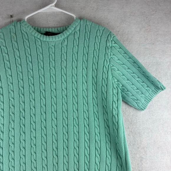Vintage Charter Club Cable Knit Sweater Women's Large Short Sleeve Mint READ - Picture 4 of 10